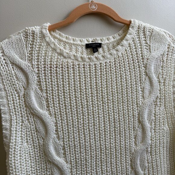 Talbots Sweater Womens Cable Knit Sleeveless Round Neck Casual Size S Petite - Picture 5 of 7
